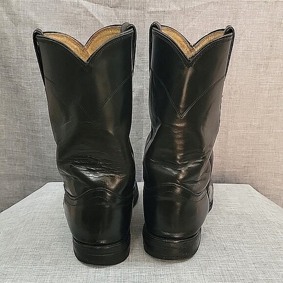Justin Jackson Black Leather Cowboy Boots round to 3133 Men's sz 9.5EE WIDE - Picture 7 of 11